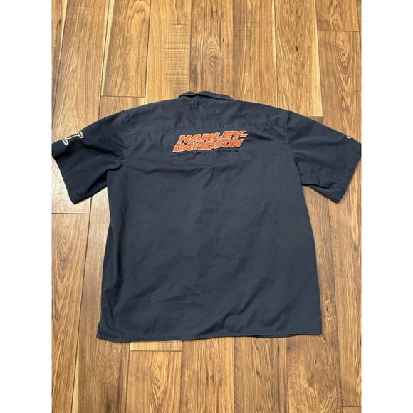Harley Davidson Embroidered Patch Shirt Mens 2XL XXL Black Short Sleeve V Twin - Picture 4 of 6